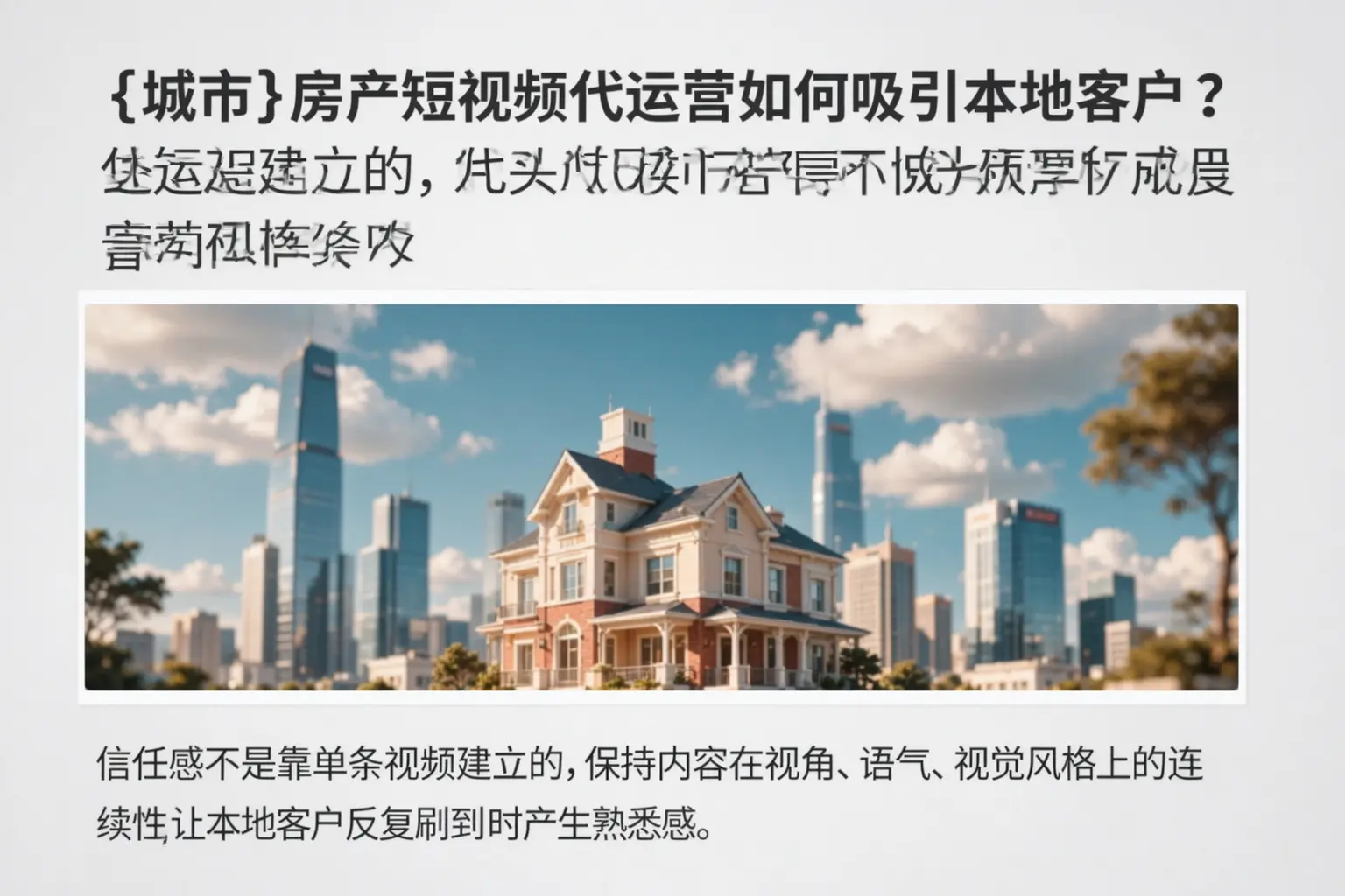 乐陵房产短视频代运营如何吸引本地客户？